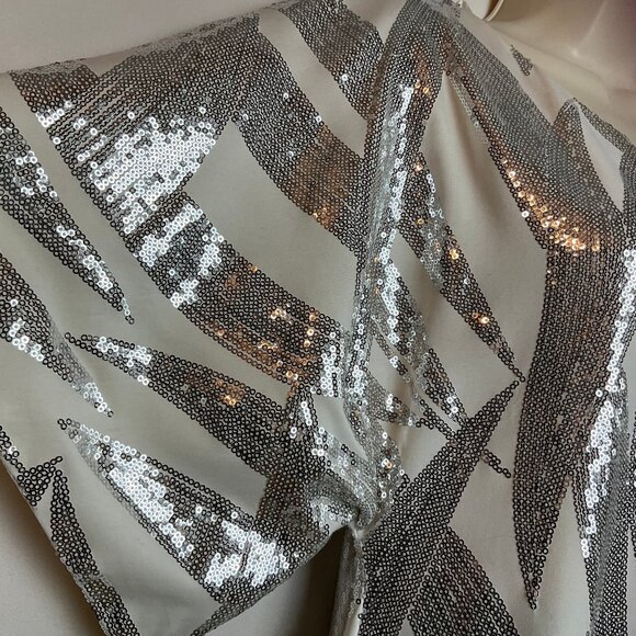 B DARLIN event cocktail dress silver white *Slight Stretch* Sz 11/12 may fit 9 - Picture 2 of 10